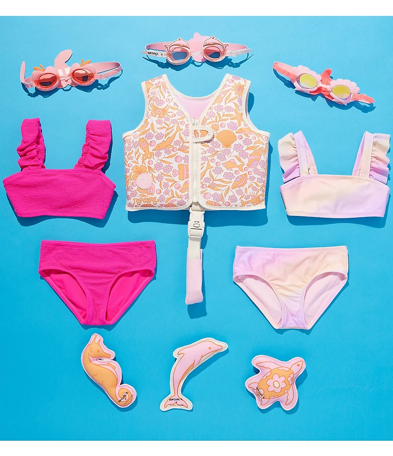 GB Little Girls Flounce Sleeve Two-Piece Swimsuit