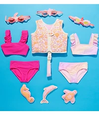 GB Little Girls Flounce Sleeve Two-Piece Swimsuit