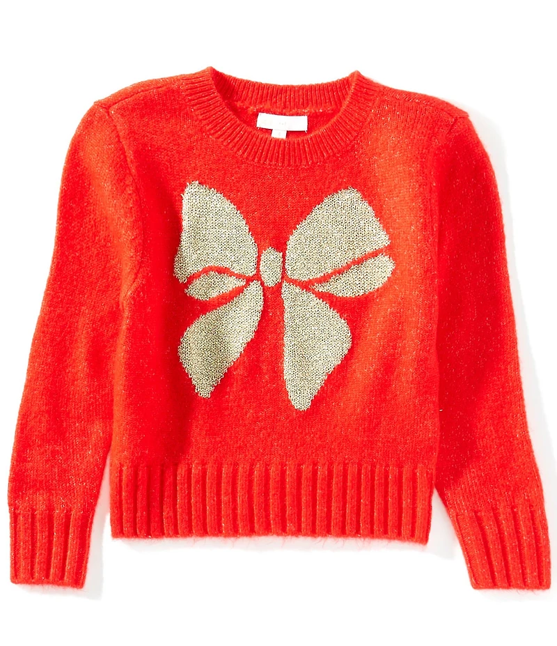 GB Little Girls Long Sleeve Glitter Bow Sweater
