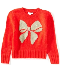 GB Little Girls Long Sleeve Glitter Bow Sweater