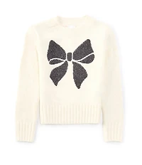 GB Little Girls Long Sleeve Glitter Bow Sweater