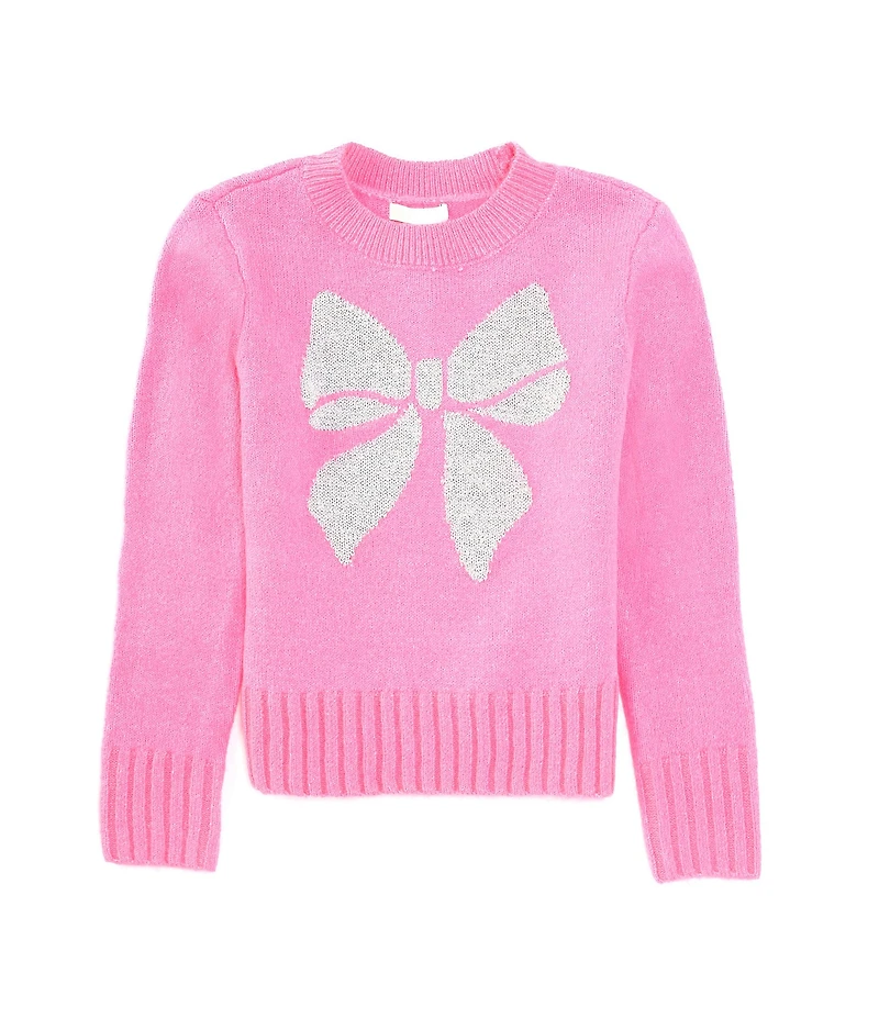 GB Little Girls Long Sleeve Glitter Bow Sweater