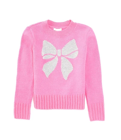 GB Little Girls Long Sleeve Glitter Bow Sweater