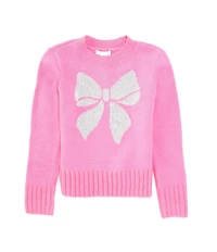 GB Little Girls Long Sleeve Glitter Bow Sweater
