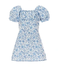 GB Little Girls Mini Floral Print Puff Sleeve Dress