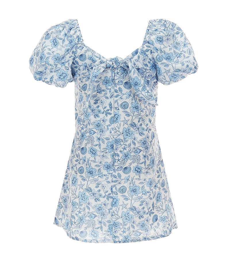 GB Little Girls Mini Floral Print Puff Sleeve Dress
