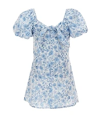 GB Little Girls Mini Floral Print Puff Sleeve Dress