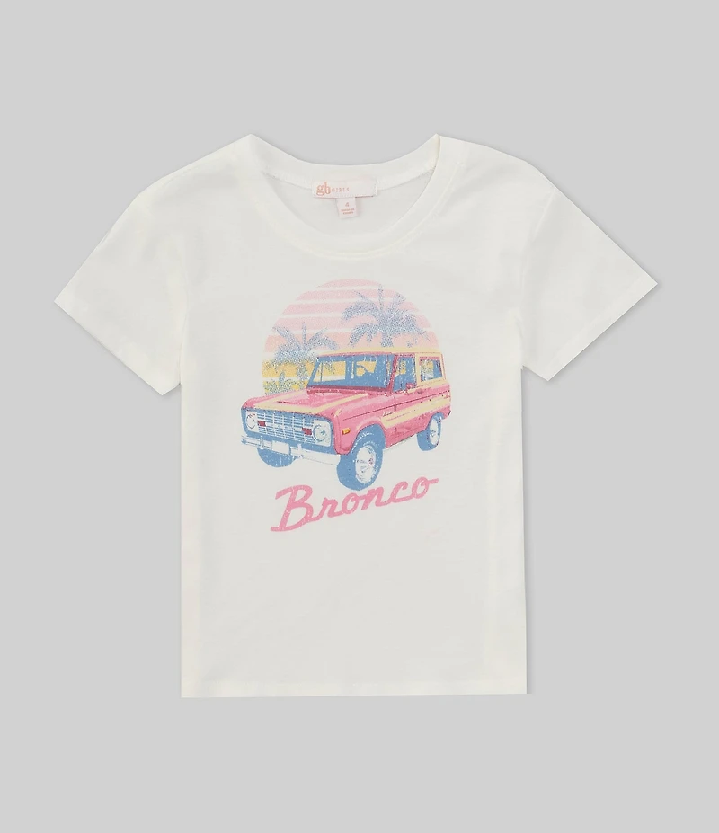 GB Little Girls Short Sleeve Bronco Graphic Oversized T-Shirt
