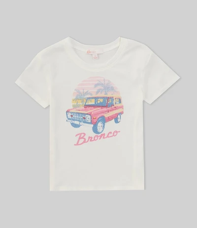 GB Little Girls Short Sleeve Bronco Graphic Oversized T-Shirt