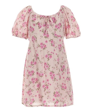 GB Little Girls Short Sleeve Maxi Lurex Floral Dress