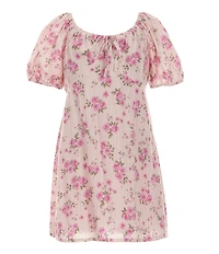 GB Little Girls Short Sleeve Maxi Lurex Floral Dress