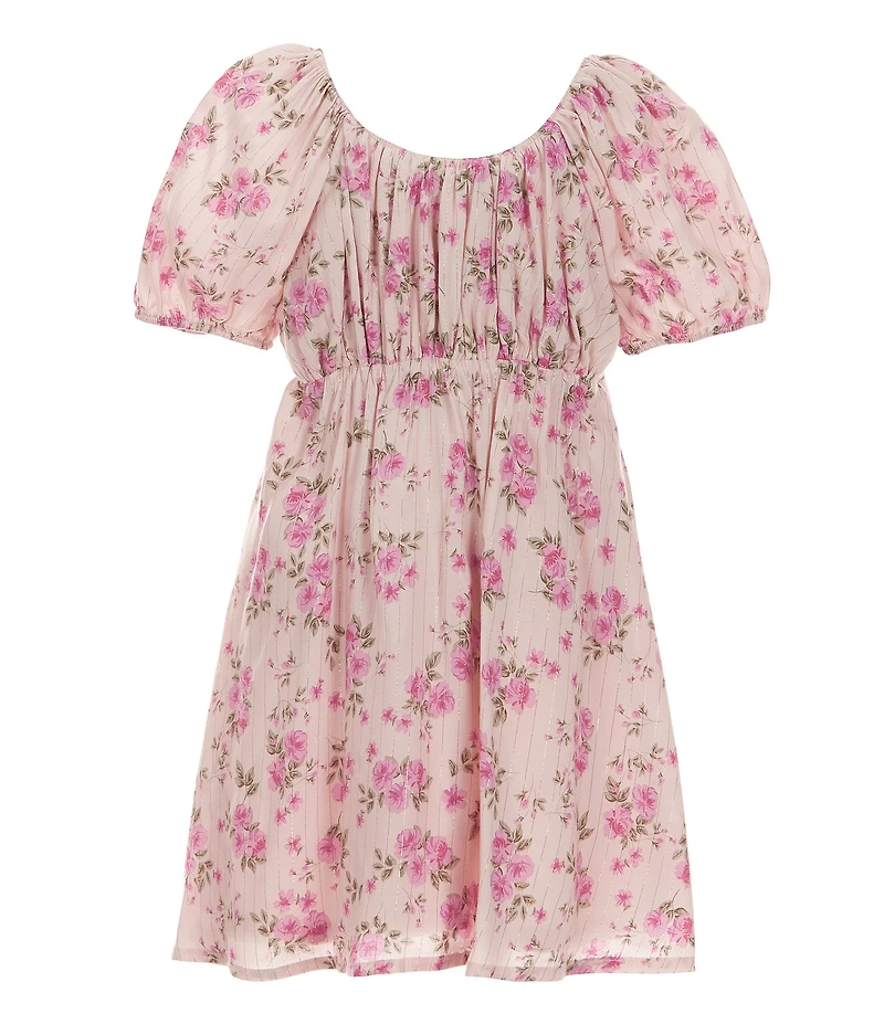 GB Little Girls Short Sleeve Maxi Lurex Floral Dress