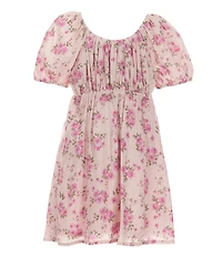 GB Little Girls Short Sleeve Maxi Lurex Floral Dress