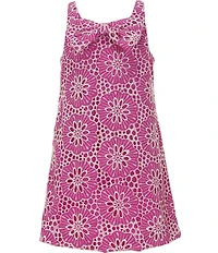 GB Little Girls Sleeveless Bow Front Eyelet Shift Dress