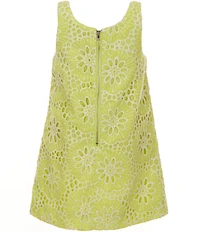 GB Little Girls Sleeveless Bow Front Eyelet Shift Dress