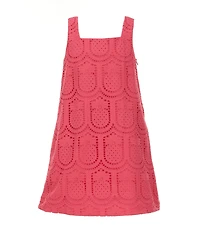 GB Little Girls Square Neck Sleeveless Eyelet Shift Dress