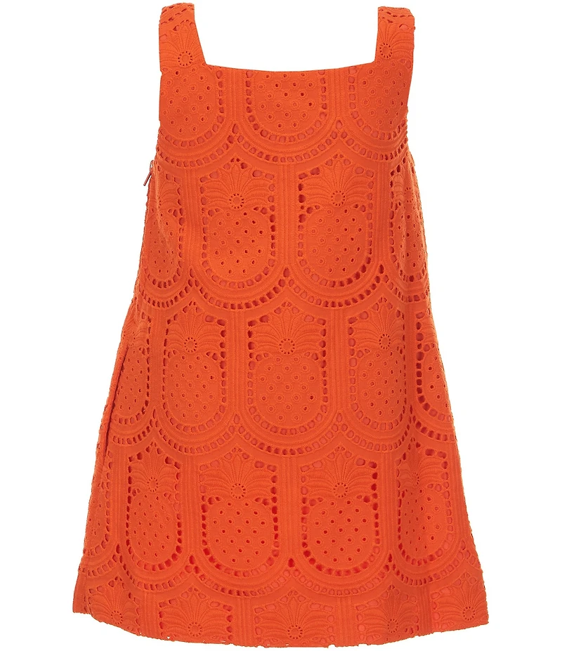 GB Little Girls Square Neck Sleeveless Eyelet Shift Dress