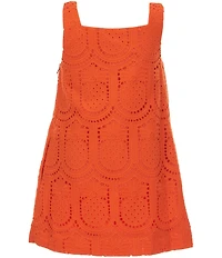 GB Little Girls Square Neck Sleeveless Eyelet Shift Dress