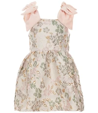 GB Little Girls Baroque Floral Bow Strap Dress