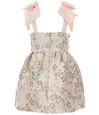 GB Little Girls Baroque Floral Bow Strap Dress