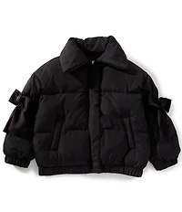 GB Little Girls Bow Sleeve Puffer Jacket
