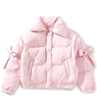 GB Little Girls Bow Sleeve Puffer Jacket