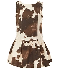 GB Little Girls Cow Print Drop Waist Mini Dress