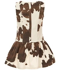 GB Little Girls Cow Print Drop Waist Mini Dress