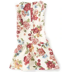 GB Little Girls Drop Waist Floral Denim Mini Dress