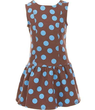 GB Little Girls Drop Waist Polka Dot Denim Mini Dress