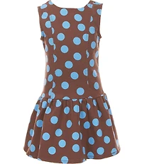 GB Little Girls Drop Waist Polka Dot Denim Mini Dress