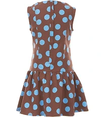 GB Little Girls Drop Waist Polka Dot Denim Mini Dress