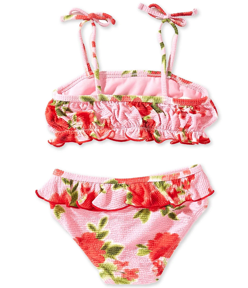 GB Little Girls Floral Print Shirred Bandeau Two Piece Swimsuit