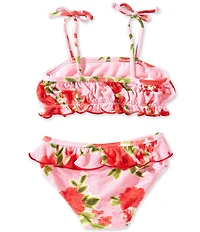 GB Little Girls Floral Print Shirred Bandeau Two Piece Swimsuit