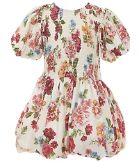 GB Little Girls Floral Short Sleeve Mini Bubble Dress