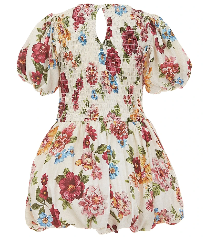 GB Little Girls Floral Short Sleeve Mini Bubble Dress