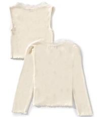 GB Little Girls Knit Front Button Cardigan