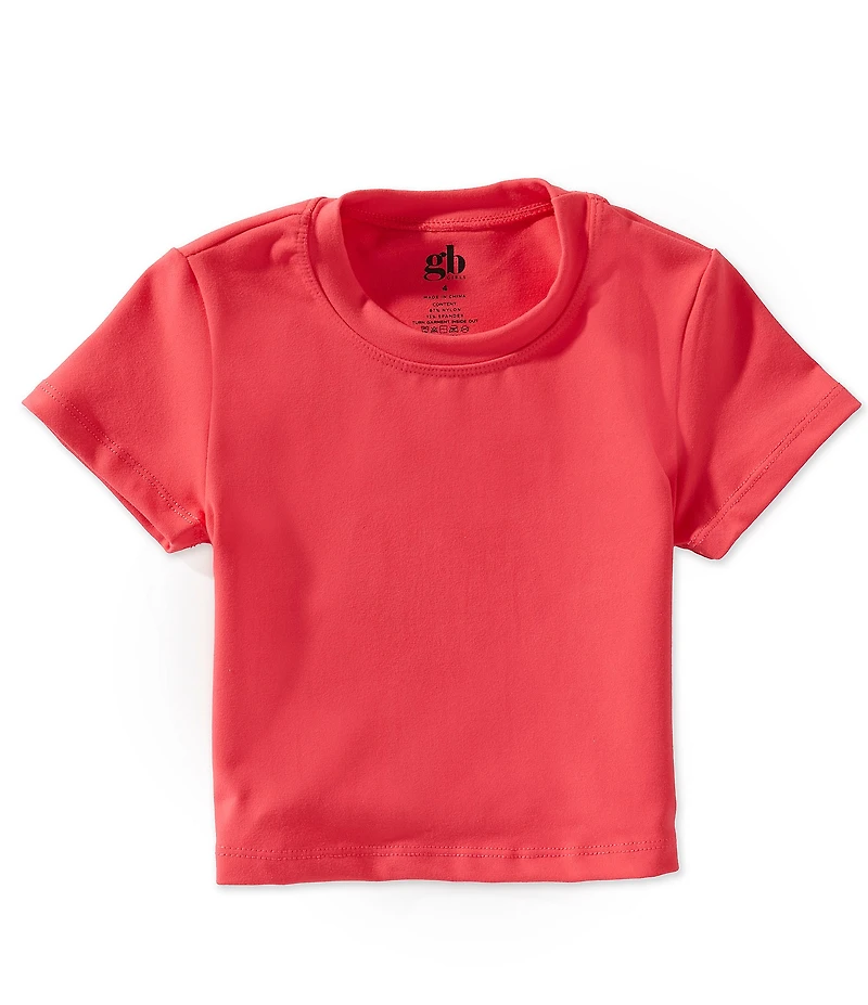GB Little Girls Knit Solid Round Neck Boxy Cropped T-Shirt