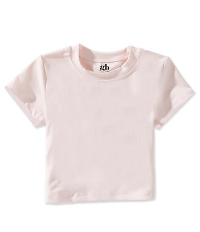 GB Little Girls Knit Solid Round Neck Boxy Cropped T-Shirt