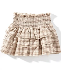 GB Little Girls Plaid Smocked Ruffle Skirt