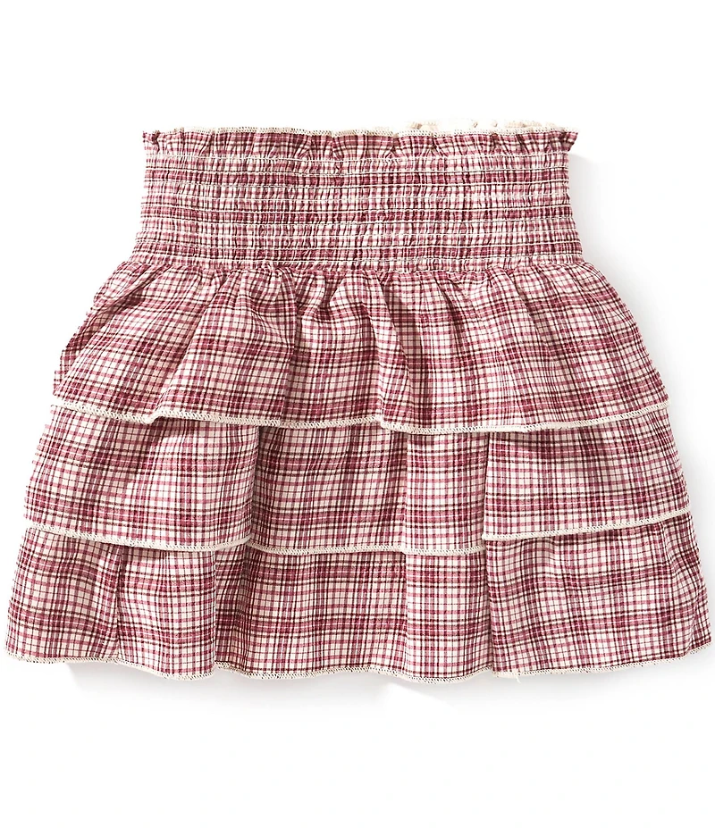 GB Little Girls Plaid Smocked Ruffle Skirt