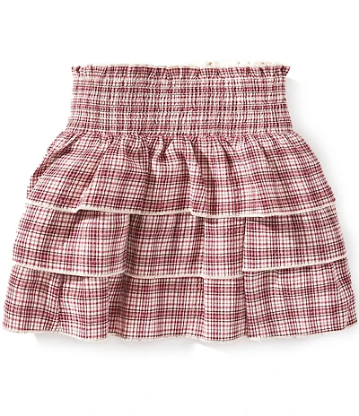 GB Little Girls Plaid Smocked Ruffle Skirt