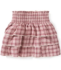 GB Little Girls Plaid Smocked Ruffle Skirt