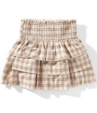 GB Little Girls Plaid Smocked Ruffle Skirt