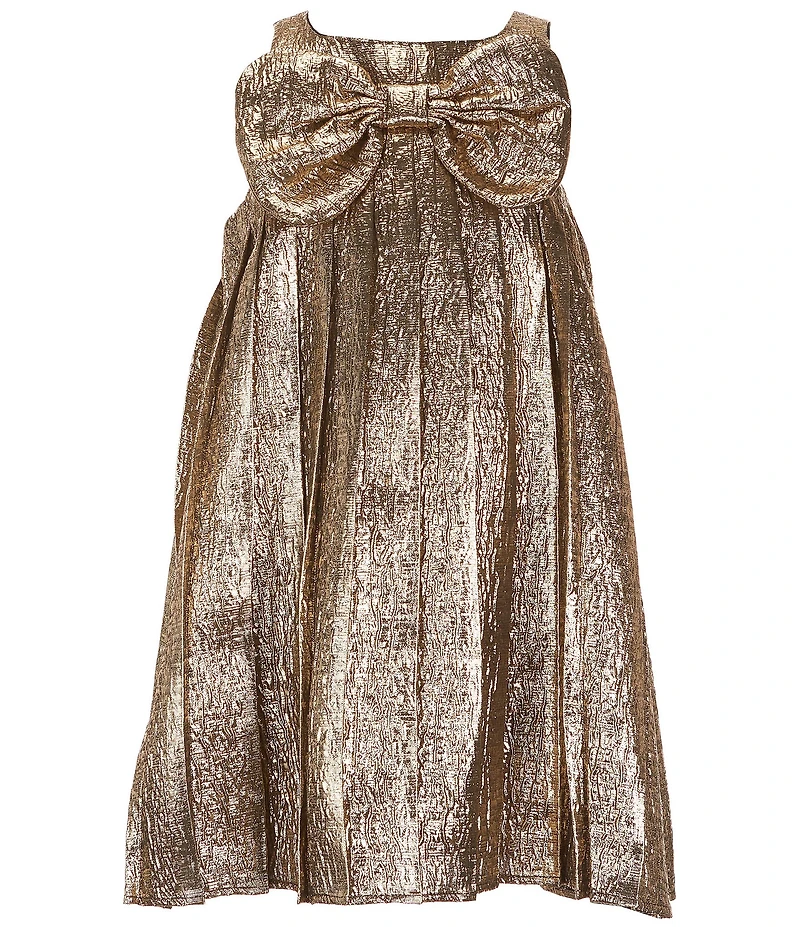 GB Little Girls Pleated Bow Front Dress
