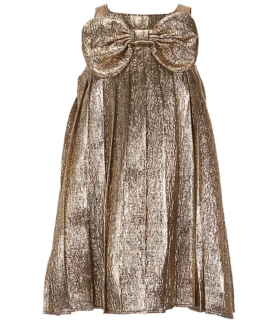 GB Little Girls Pleated Bow Front Dress