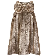 GB Little Girls Pleated Bow Front Dress