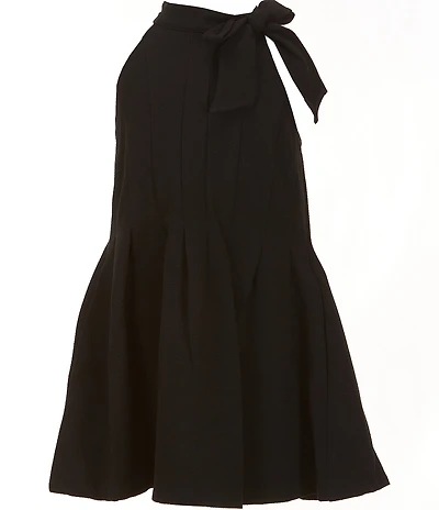 GB Little Girls Pleated Tie Neck Dress