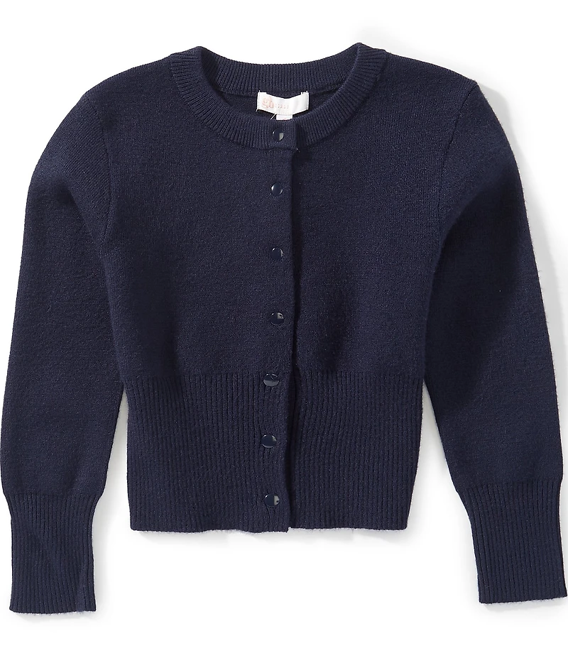GB Little Girls Ribbed Waist Long Sleeve Cardigan