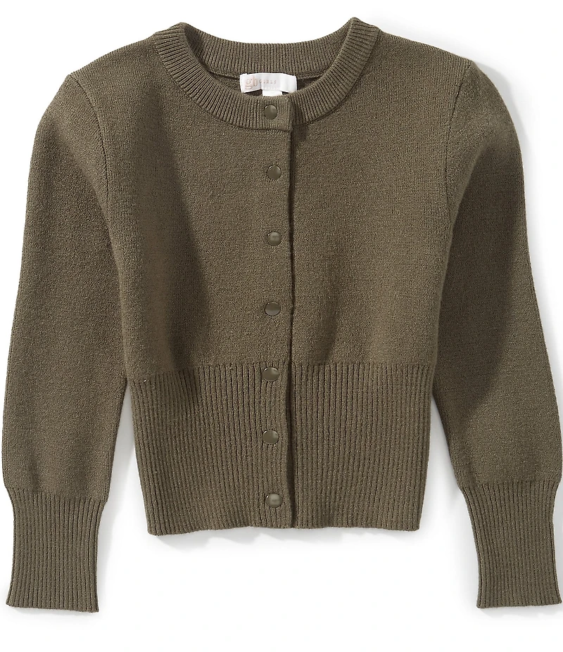 GB Little Girls Ribbed Waist Long Sleeve Cardigan